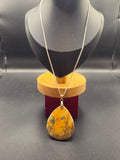 Picture Jasper Cabochon Pendant on Sterling Silver Necklace