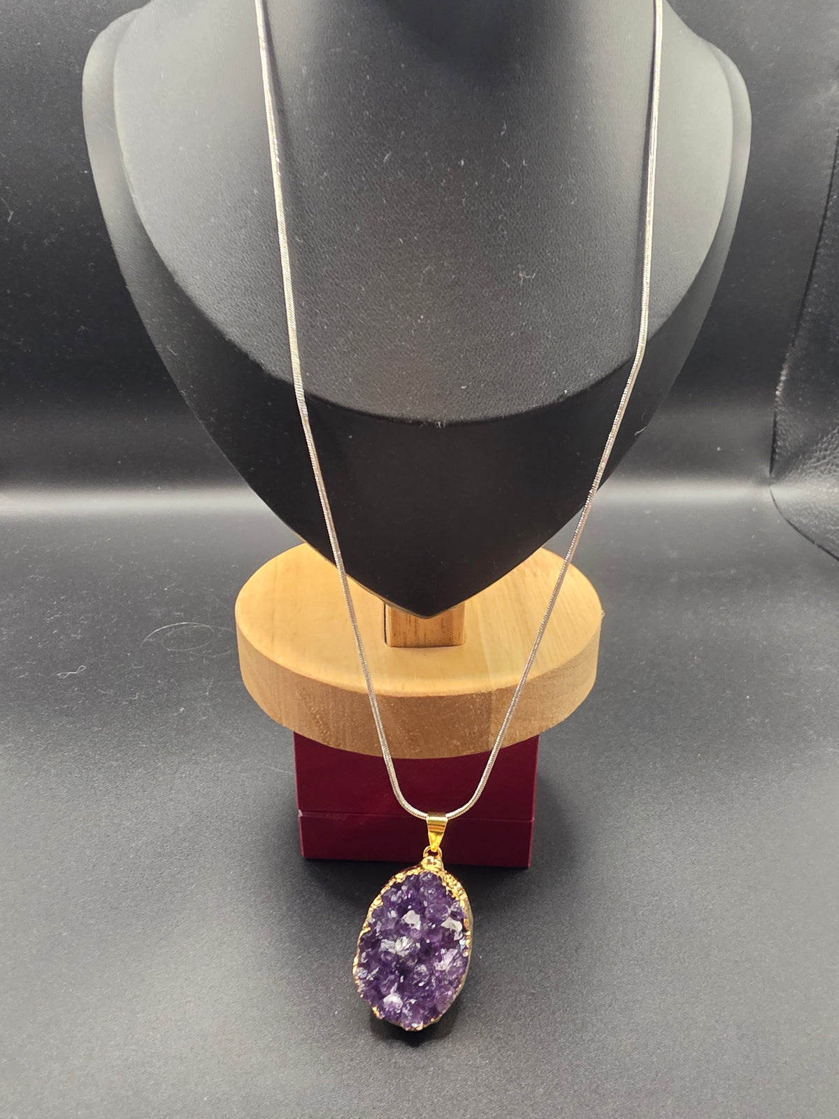 Amethyst Druzy Necklace on Sterling Silver Chain