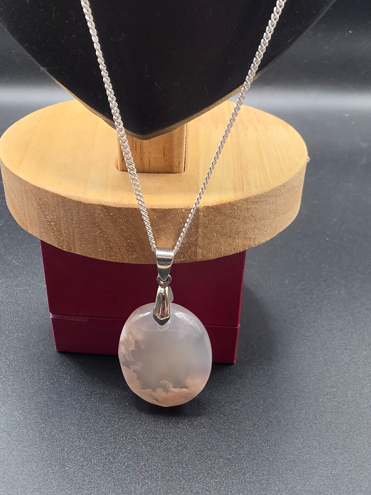 Lace Agate Large Pendant on Sterling Silver Chain