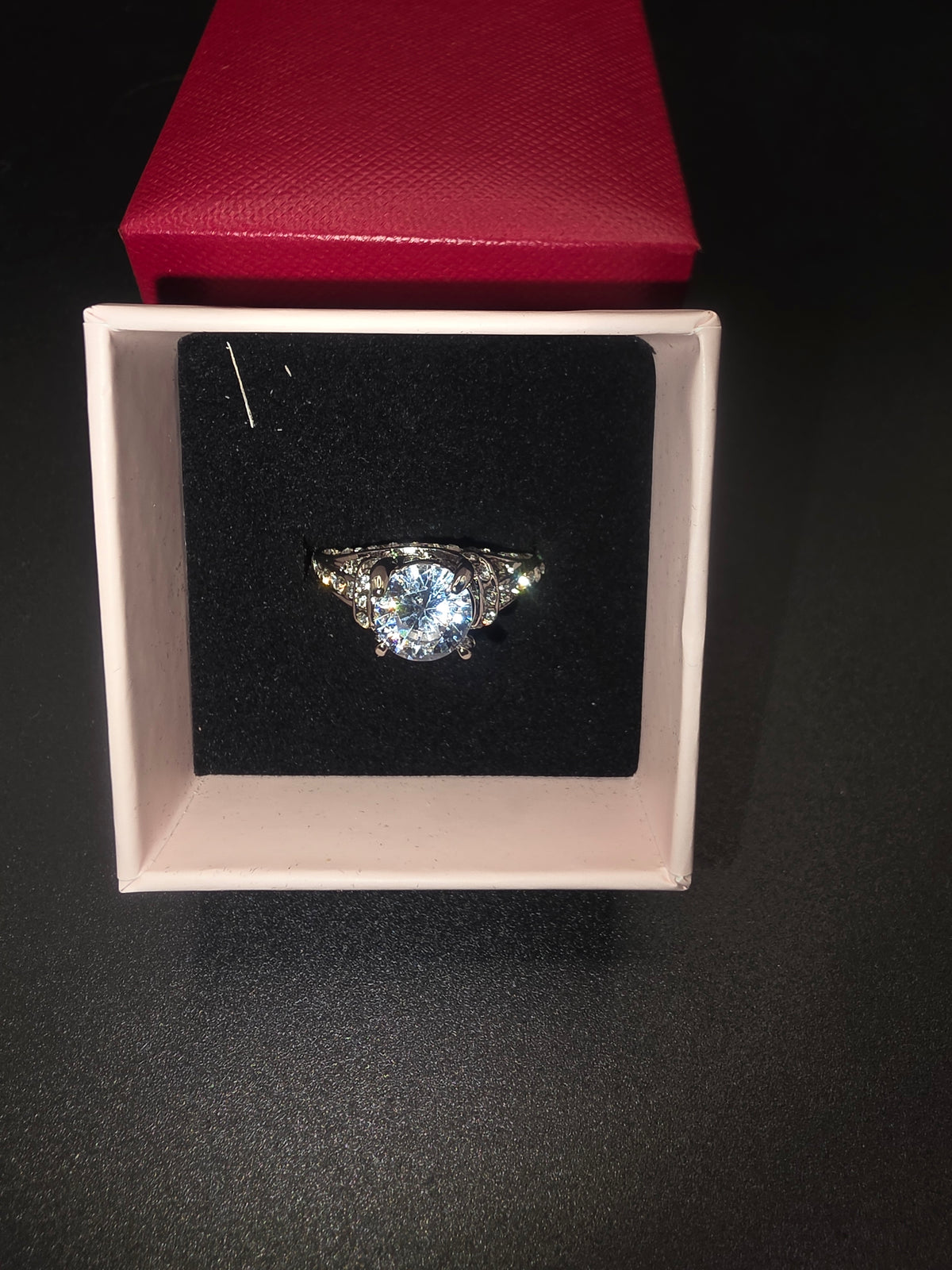 Cubic Zirconia & Moissanite Sterling Silver Ring