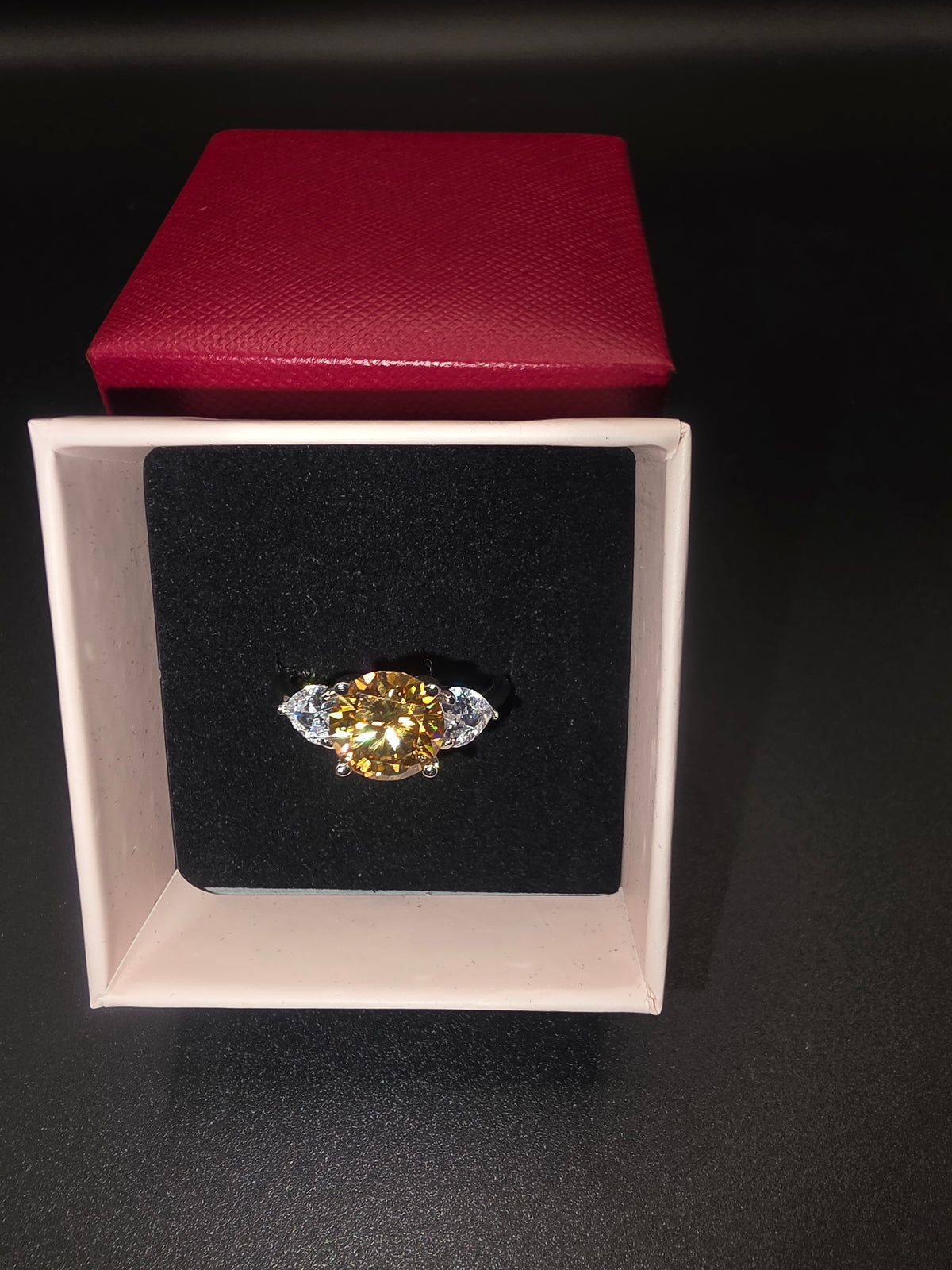 3ct Champagne Zirconia Sterling Silver Ring – Size 8 (Q)