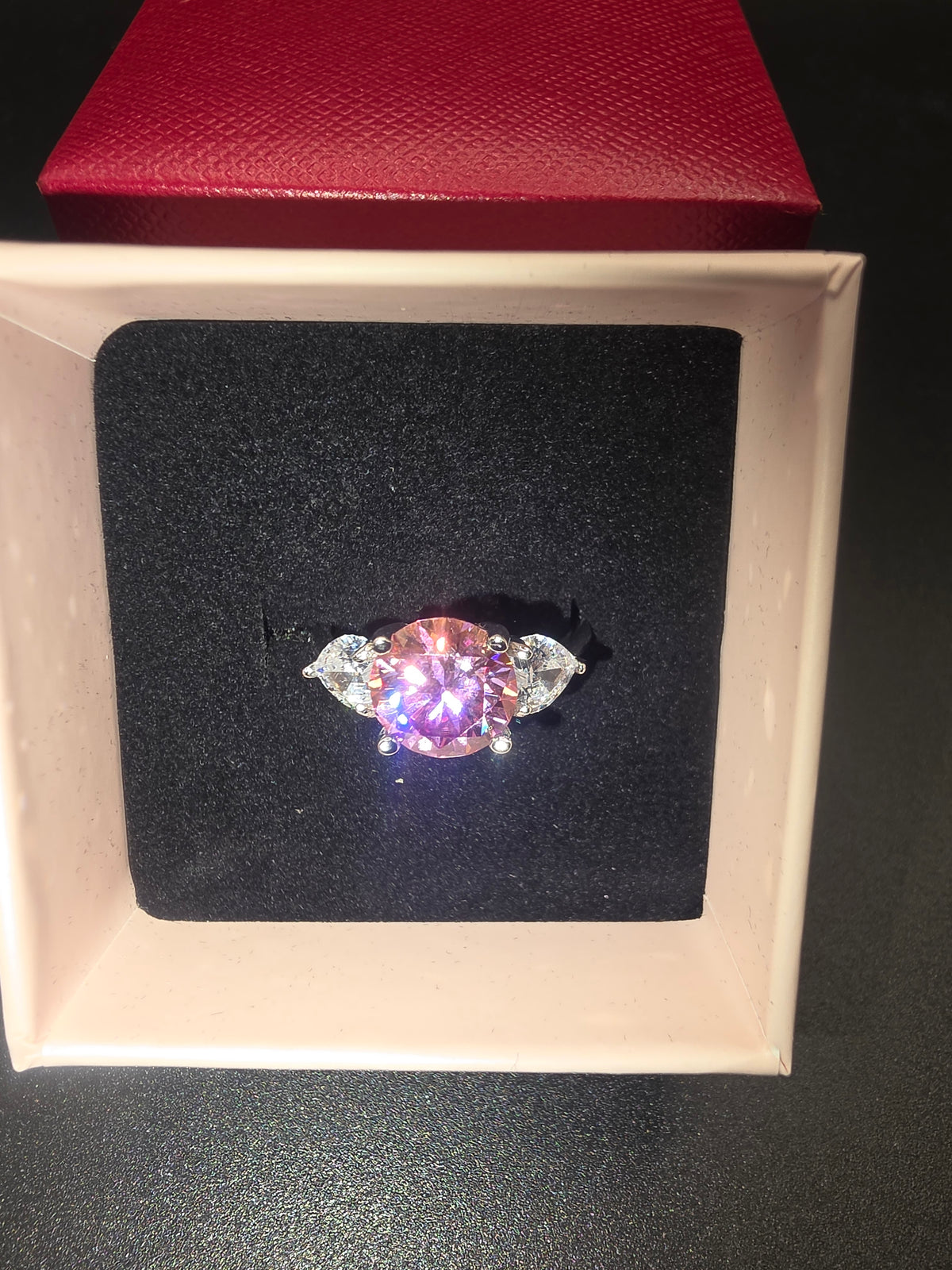 3ct Pink Cubic Zirconia Sterling Silver Ring – Size 9 (R½)