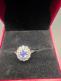 2ct Tanzanite & Zircon Sterling Silver Cluster Ring – Size 6 (L½)