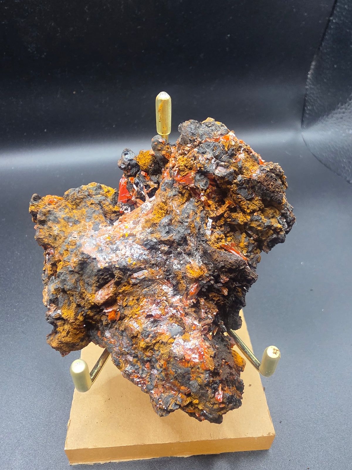 Crocoite with Goethite and Realgar