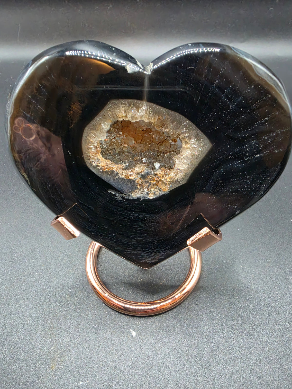 Orca Agate Druzy Polished Love Heart 140g