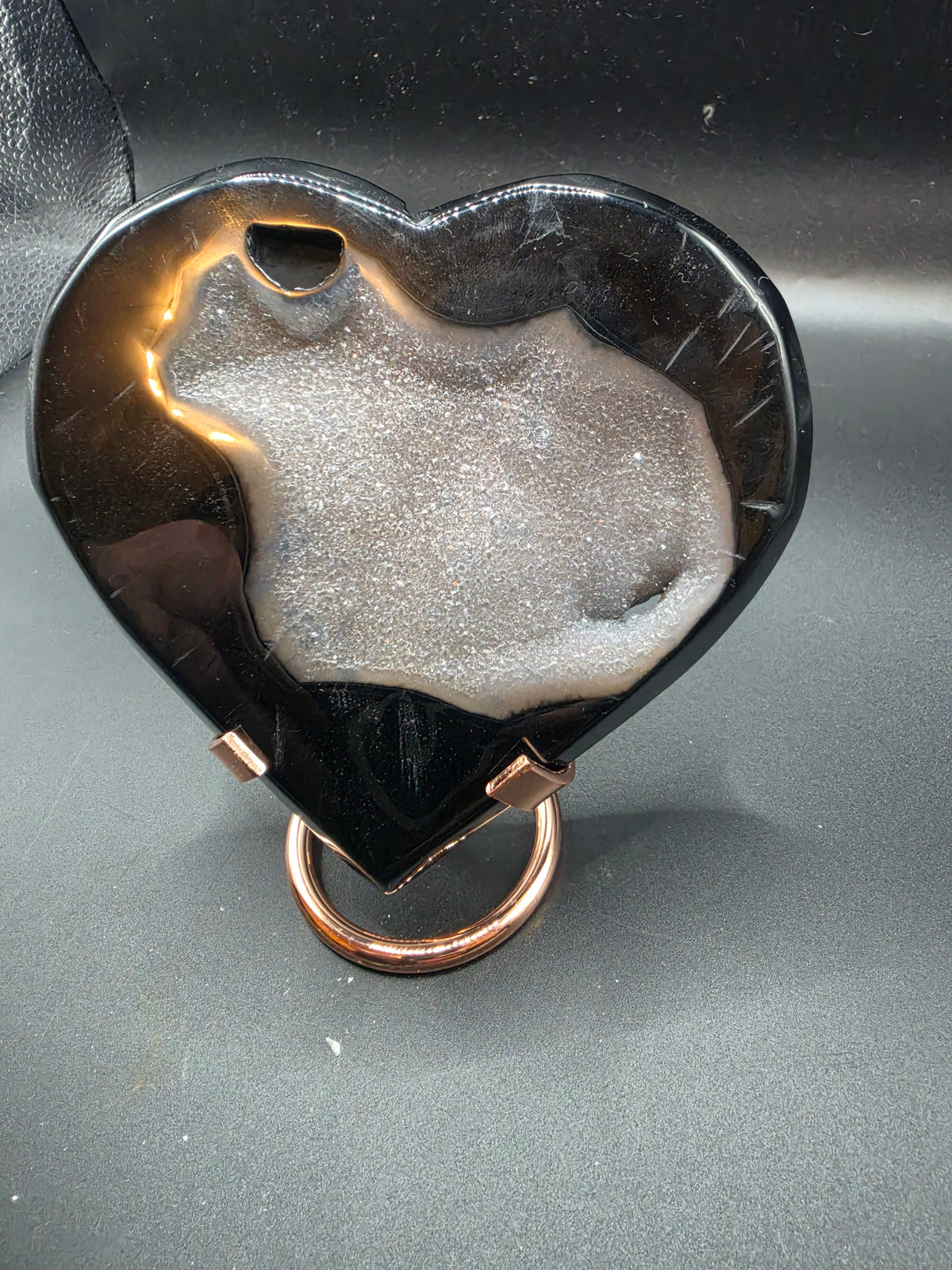Orca Agate Druzy Polished Love Heart 275g