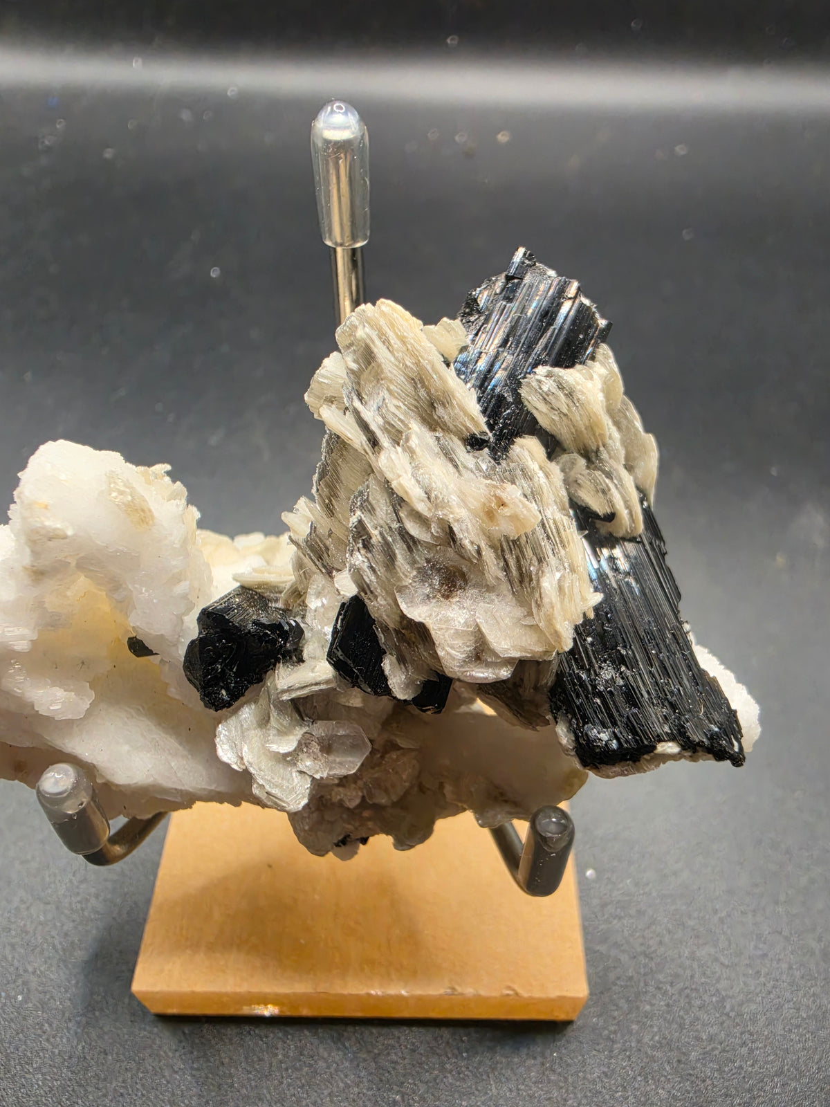 77g Black Tourmaline & Muscovite on Calcite – Pakistan