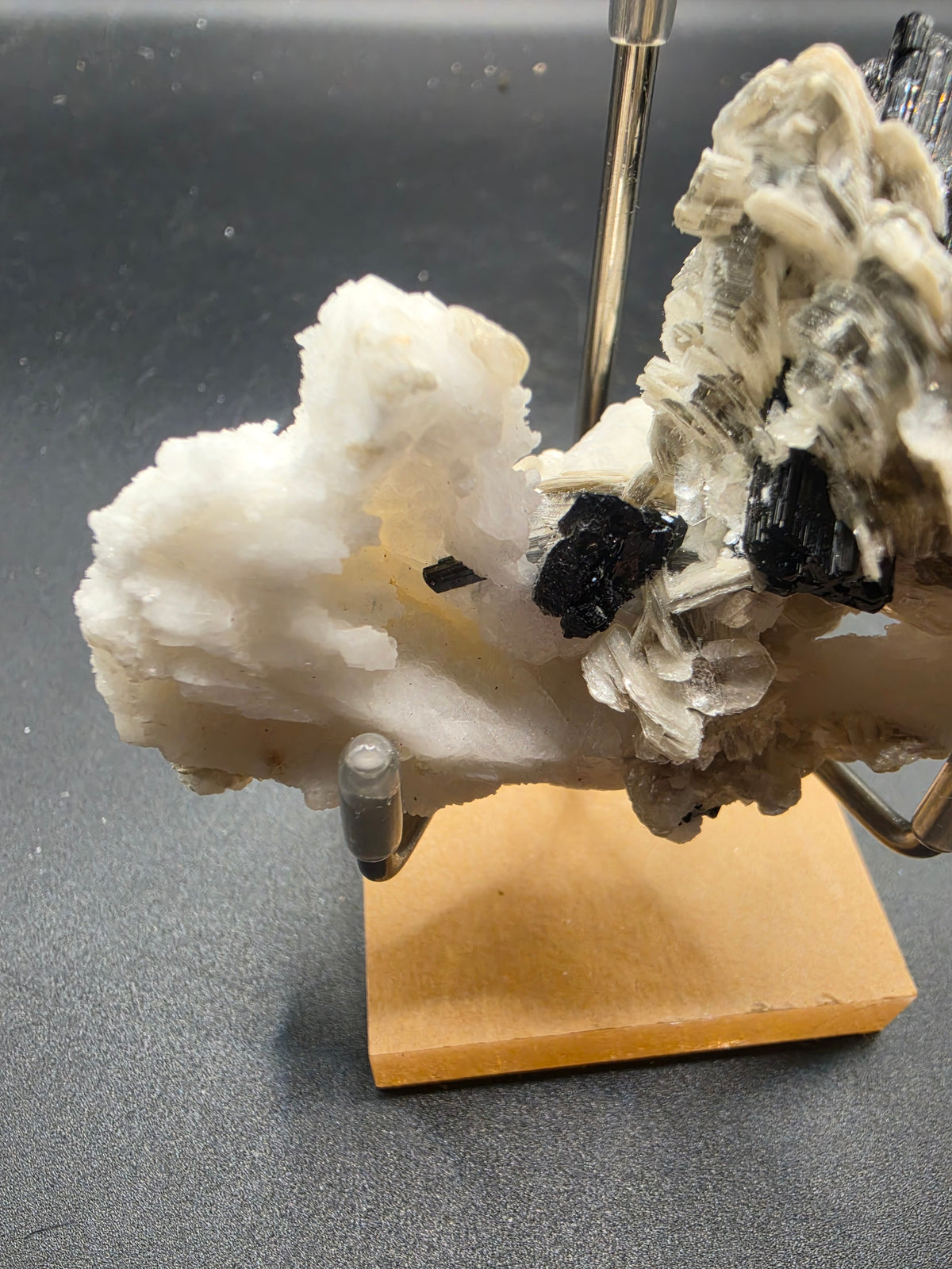 77g Black Tourmaline & Muscovite on Calcite – Pakistan