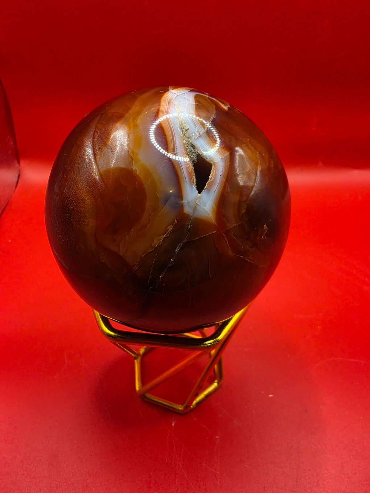 Carnelian Sphere – 8cm with Druzy Crystals