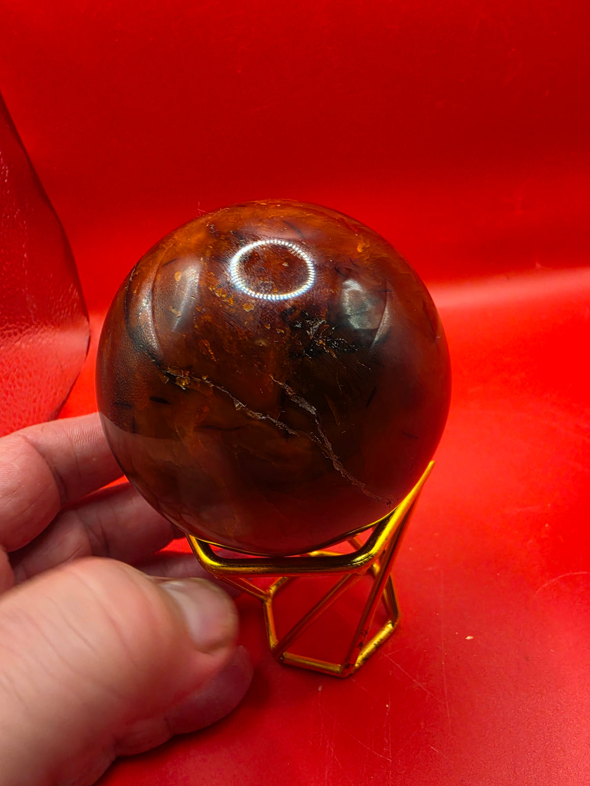 Carnelian Sphere – 8cm with Druzy Crystals