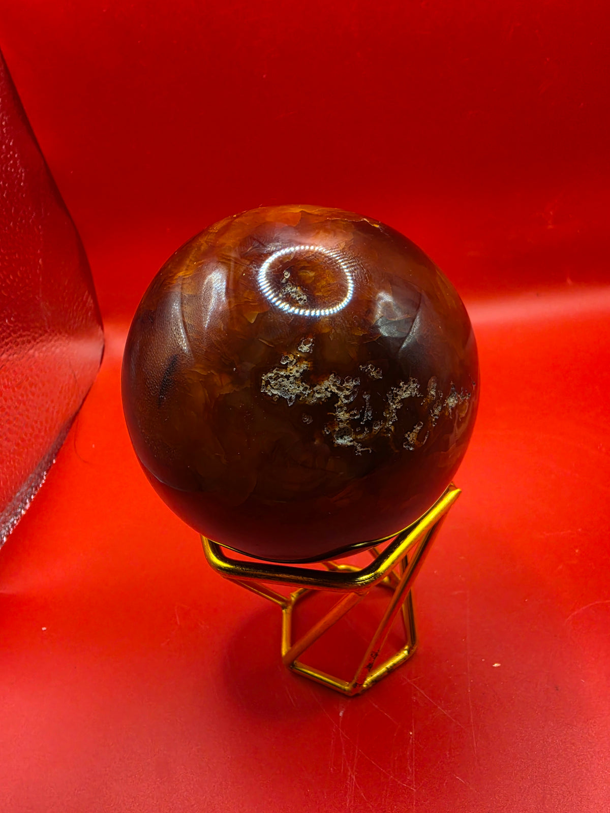 Carnelian Sphere – 8cm with Druzy Crystals