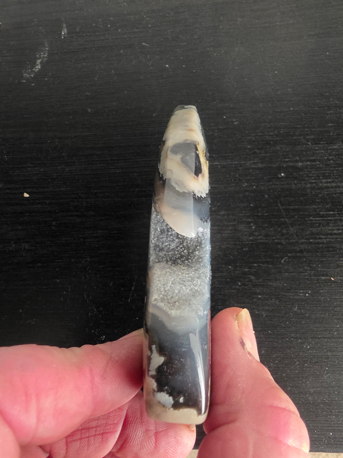 Orca Agate Geode Polished Point